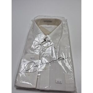 Diamante Dress Shirt Mens 16 36/37 White Solid Tall Big & Tall Woven Long Sleeve